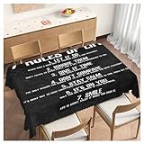 Beabes Rectangle Tablecloth 52x70 Inch Inspirational Quote, 7 Rules of Life Phrase Dining Table Cloth Table Cover for Home Kitchen Restaurant Party Buffet Picnic, 4-6 Seats
