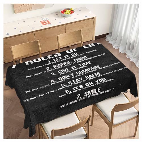 Nappe rectangulaire 137x183cm aux 7 règles de vie en tissu lavable pour décoration de table - 2