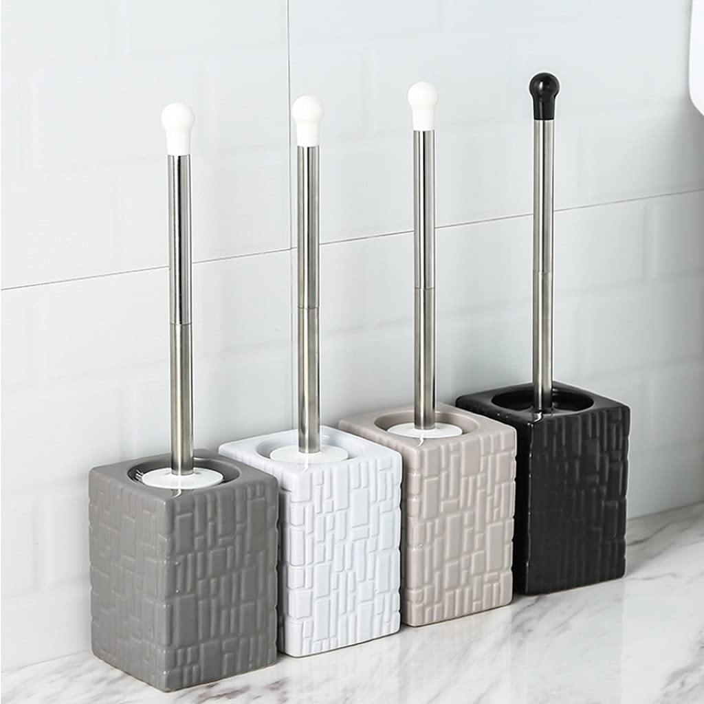 Pennello per il bagno Portabicchieri per la spazzola WC Set di ceramica per uso cucina Spazzola per la pulizia della toilette in acciaio inox Manico lungo Lavori igienica Pennello a 360 ° Nessuna penn