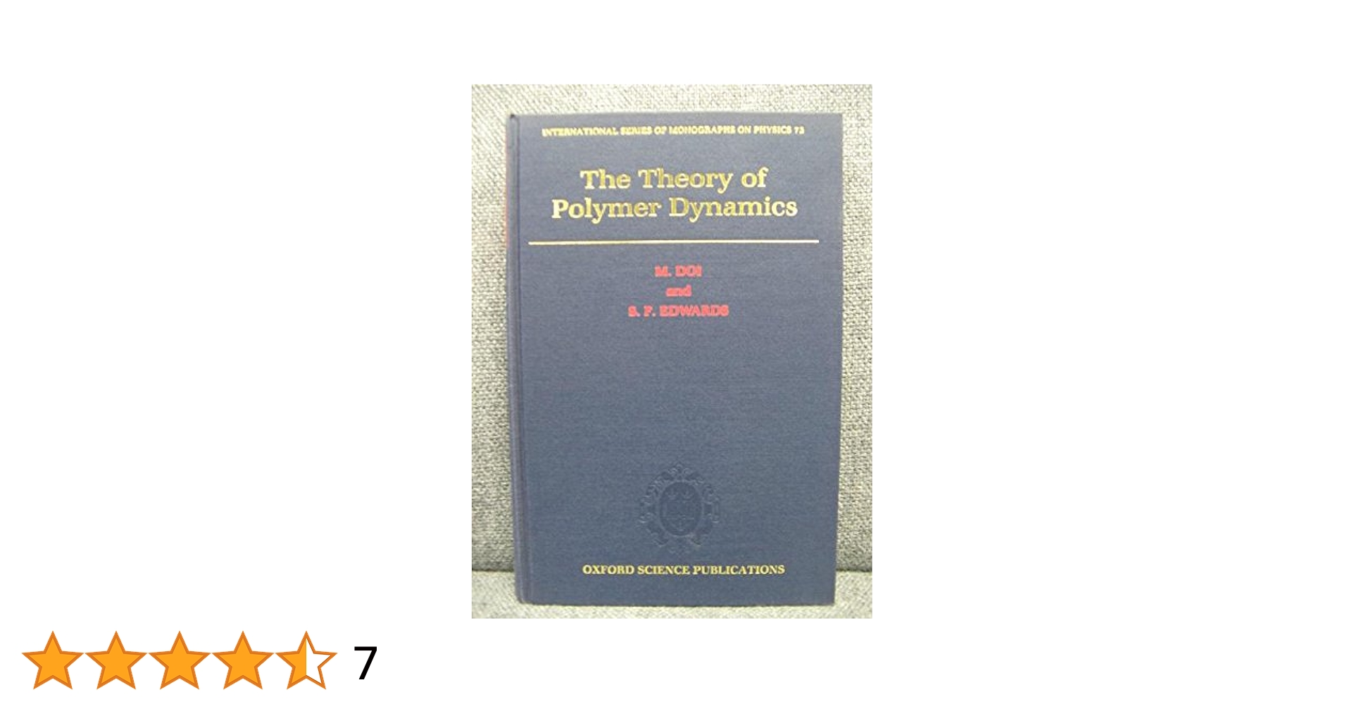 語学+参考書 The Theory of Polymer Dynamics (International Series of Monographs on Physics) (International Series of Monographs on Physics 73) Amazon.co.jp: The Theory of Polymer Dynamics (Monographs on
