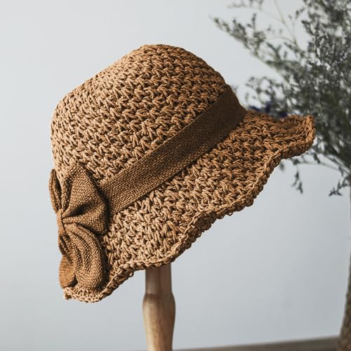 Sombrero de paja plegable para mujer con ala ancha y lazo miniatura 7