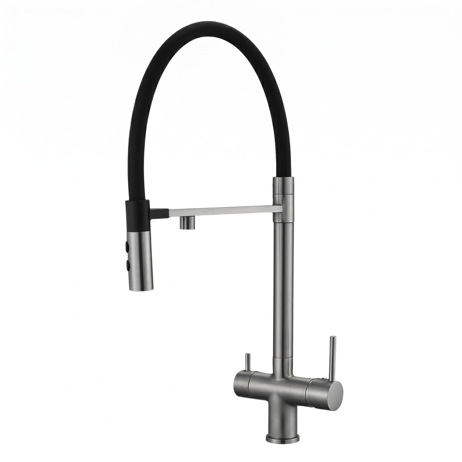 Fanjubei Gunpowder Gray Kitchen 304 Stainless Steel Magnetic Rotating Hot And Cold Water Purification Faucet, Gun Gray