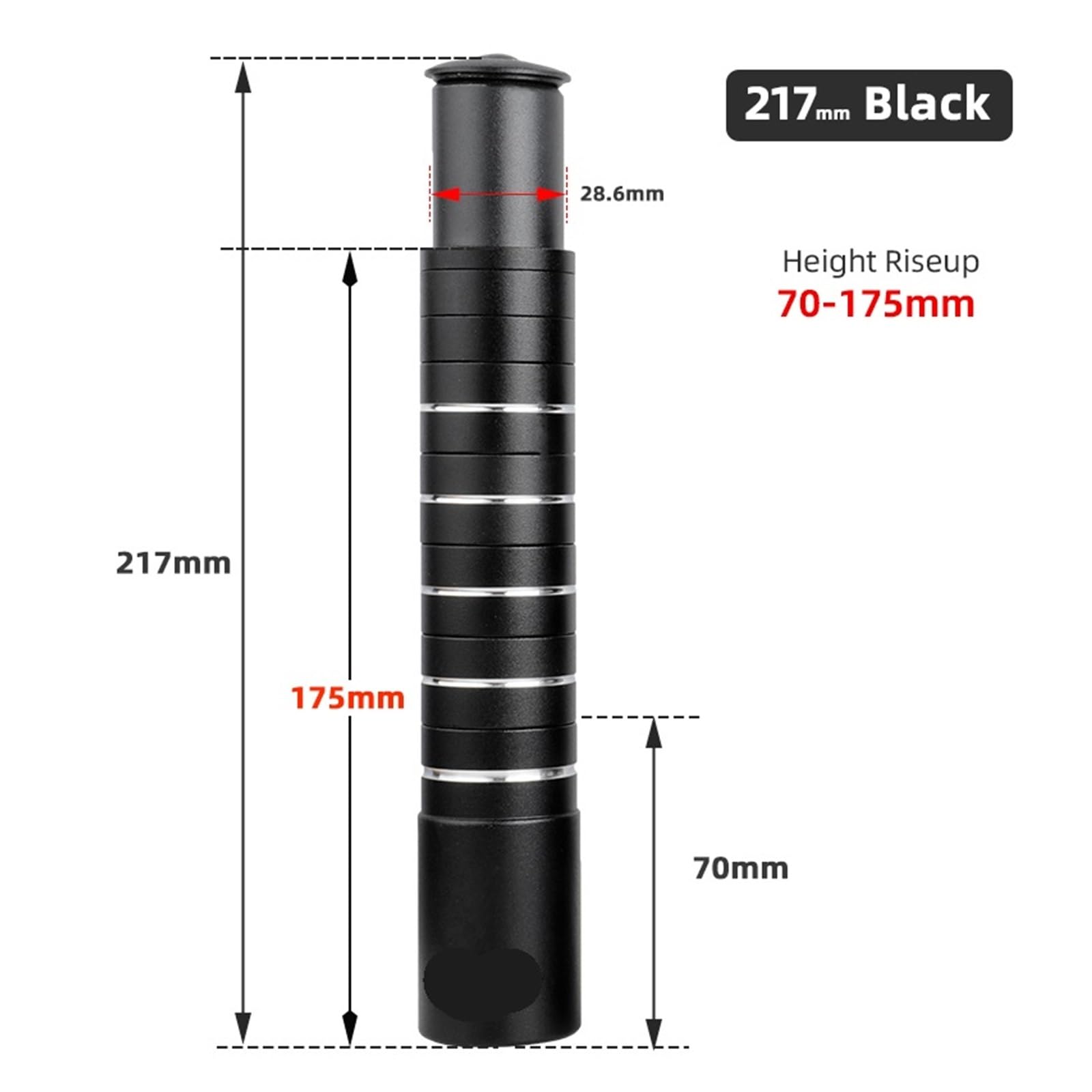Prolunga dell'attacco Manubrio Prolunga for Altezza Stelo Forcella for Bicicletta Manubrio Adattatore for Rialzo Distanziatore in Lega di Alluminio Accessori for Ciclo 100mm 28,6mm