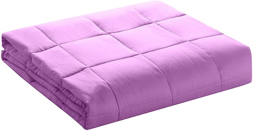 Adult Weighted Blankets (15 lbs, 48” x 72”, Twin Size) Heavy Blanket, Breathable Cotton with Natural Glass Beads