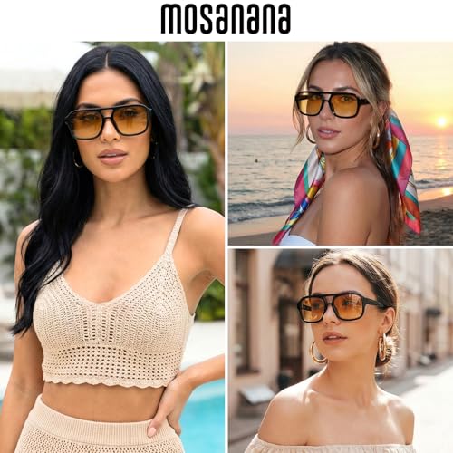 Image of mosanana Small Square Aviator Sunglasses for Women MS52362 | Retro Narrow Frame, UV400 Protection, Designed for Daily Outfits, Travel and Fashion Looks