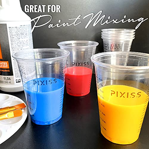 Pixiss Disposable Epoxy Resin Mixing Cups With Measurements (50-Pack) Mixing Cups For Epoxy Resin, Epoxy Mixing Containers, Epoxy Cups For Epoxy Measuring Cups - 20 Resin Mixing Sticks #TOP2