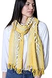 Women's Tahiti Boho Chic Natural Cotton Tassel Scarf (Sunny Yellow)