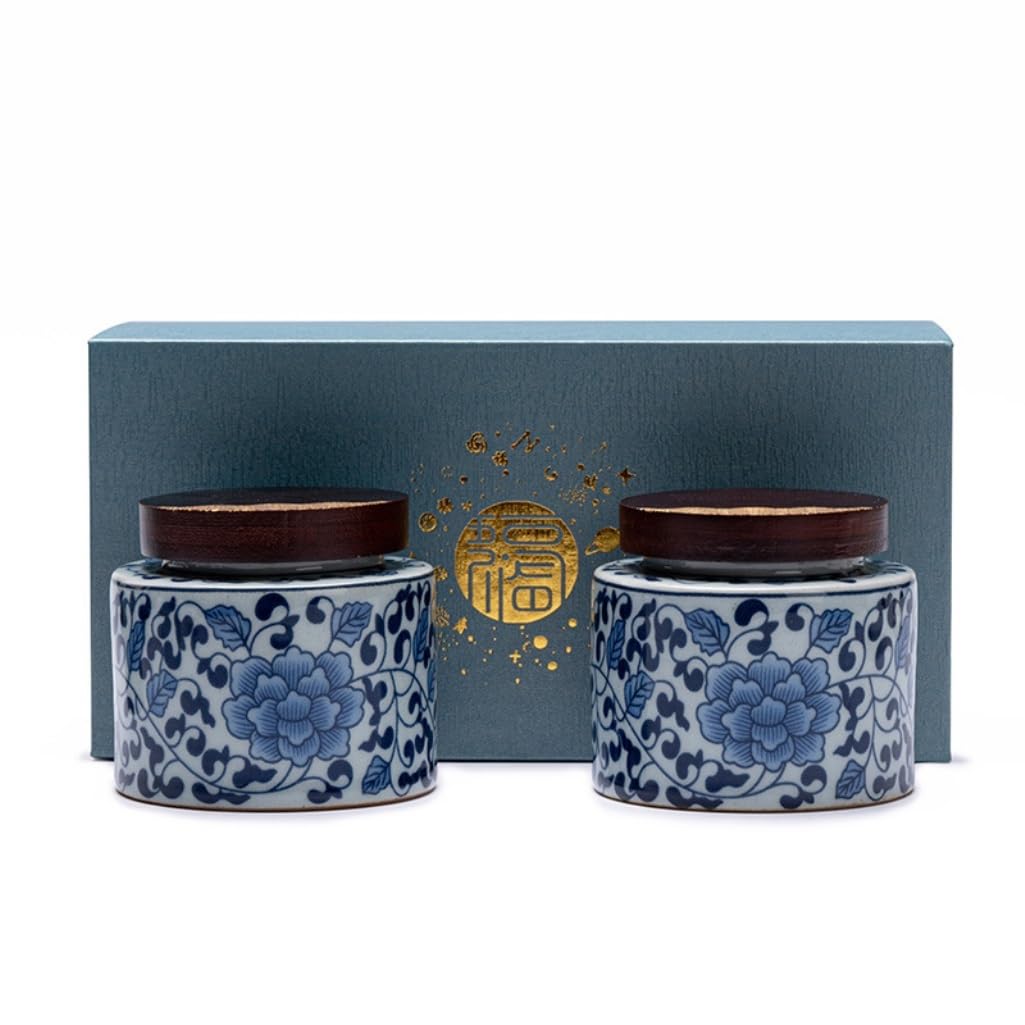 Ceramiczny pojemnik na herbatę, ceramiczny słoik do przechowywania herbaty, kuchenny słoik z zamknięciem, słoik na przekąski, słoik na słodycze, chiński zestaw do herbaty w stylu retro, podwójny zes