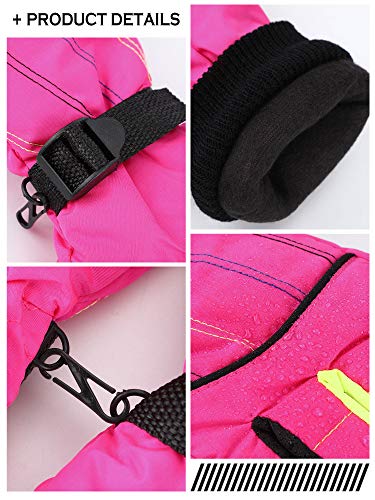 Image of SATINIOR 2 Pairs Kids Waterproof Winter Snow Gloves Ski Gloves for Boy Girl Outdoor Warm Thickening Snowboard