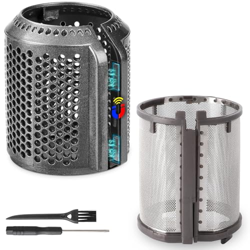 Magnetic Hair Dryer Filter Cover + Inner Filter Compatible with Dyson Supersonic HD01 HD03 HD08 HD15 Hair Dryer Replacement Parts, Hair Dryer Outer Filter Repair Accessories (Metallic Gray)