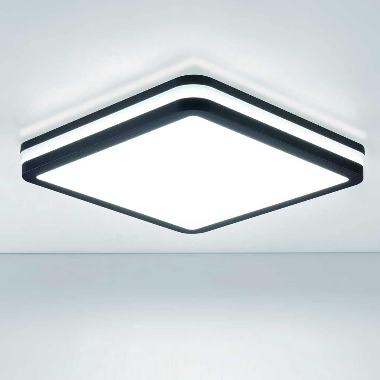 LEZOE LED Deckenleuchte IP65 Wasserdicht Feuchtraumleuchte, 18W/12W 2700lm 150(Lm/W) Deckenlampe 3000K/4000K/6500K Ideal für Garage/Diele/Wohnzimmer Bad/Küche/Balkon/Keller/Schlafzimmer/Flur 22x22cm