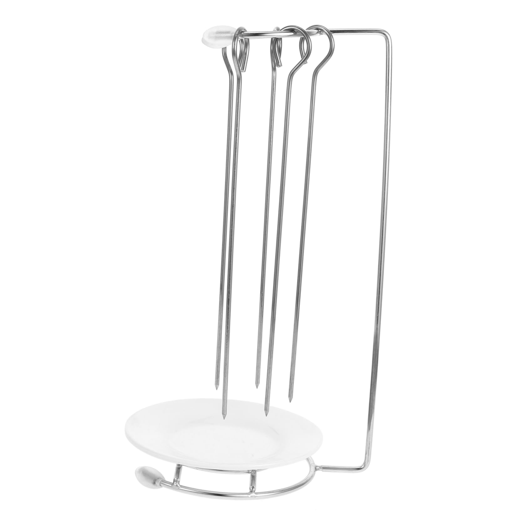 iplusmile Supporto Spiedini per Barbecue in Acciaio Inox Resistente, Griglia Verticale per Kebab Versatile, Utensili da Cucina Portatili per Grigliate All’aperto e Picnic
