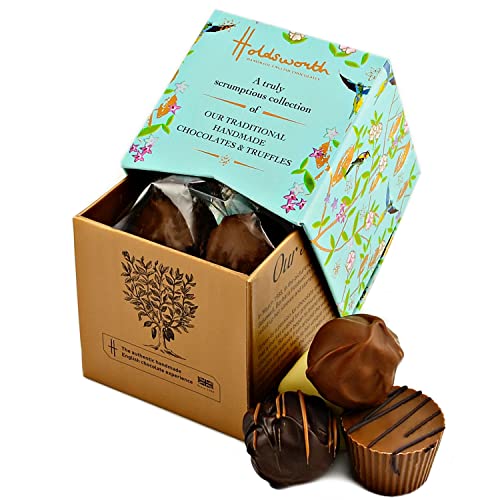 Holdsworth Chocolates Gift Box Traditional Handmade Milk Dark and White Assorted Handmade Truffles Pralines Caramels & Creams 55g Mothers Day Chocolate Box