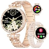 HIRREO Diamond Smart Watch for Women(Buletooth Call), 1.19' AMOLED HD Display, 100+ Sports Mode Fitness Tracker Watch, 5ATM Waterproof/Pedometer/Sleep Smartwatch Women, iOS Android Smart Watches