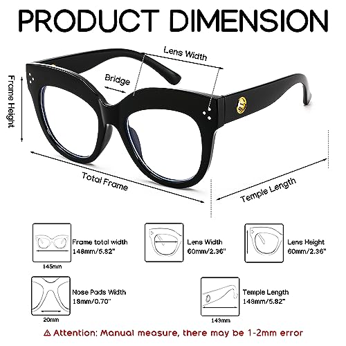 Image of FEISEDY Cat Eye Blue Light Glasses Oversized Vintage Chunky Computer Glasses for Women Hipster Party B0026