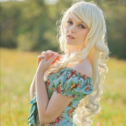 X&Y ANGEL New Fashionable Personality Long Wavy Fiber Cosplay Platinum Blonde Wig Wigs AQ439(613/1001)