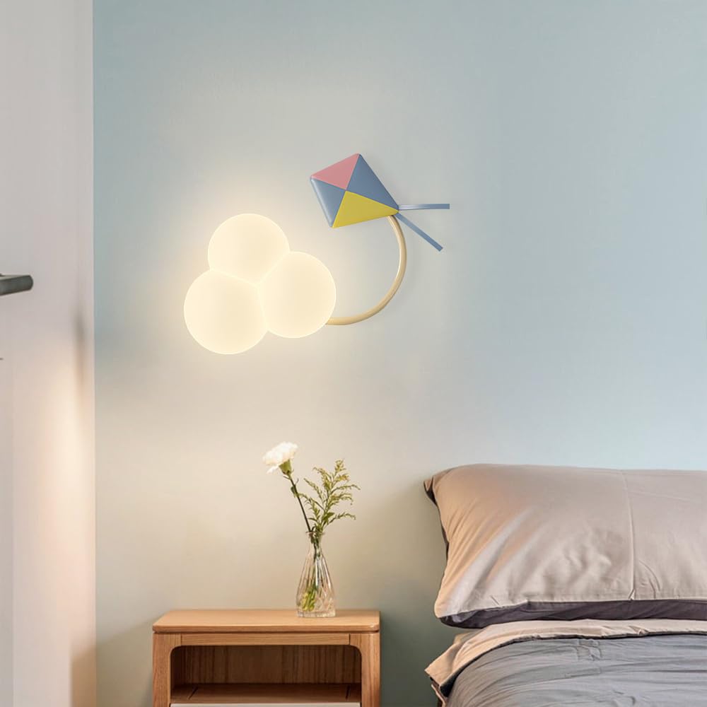 Lampa ścienna z białą chmurą, urocza oprawa do pokoju dziecięcego, lampa ścienna z motywem kreskówkowym, oświetlenie kawaii do pokoju dziecięcego lub pokoju dziecięcego