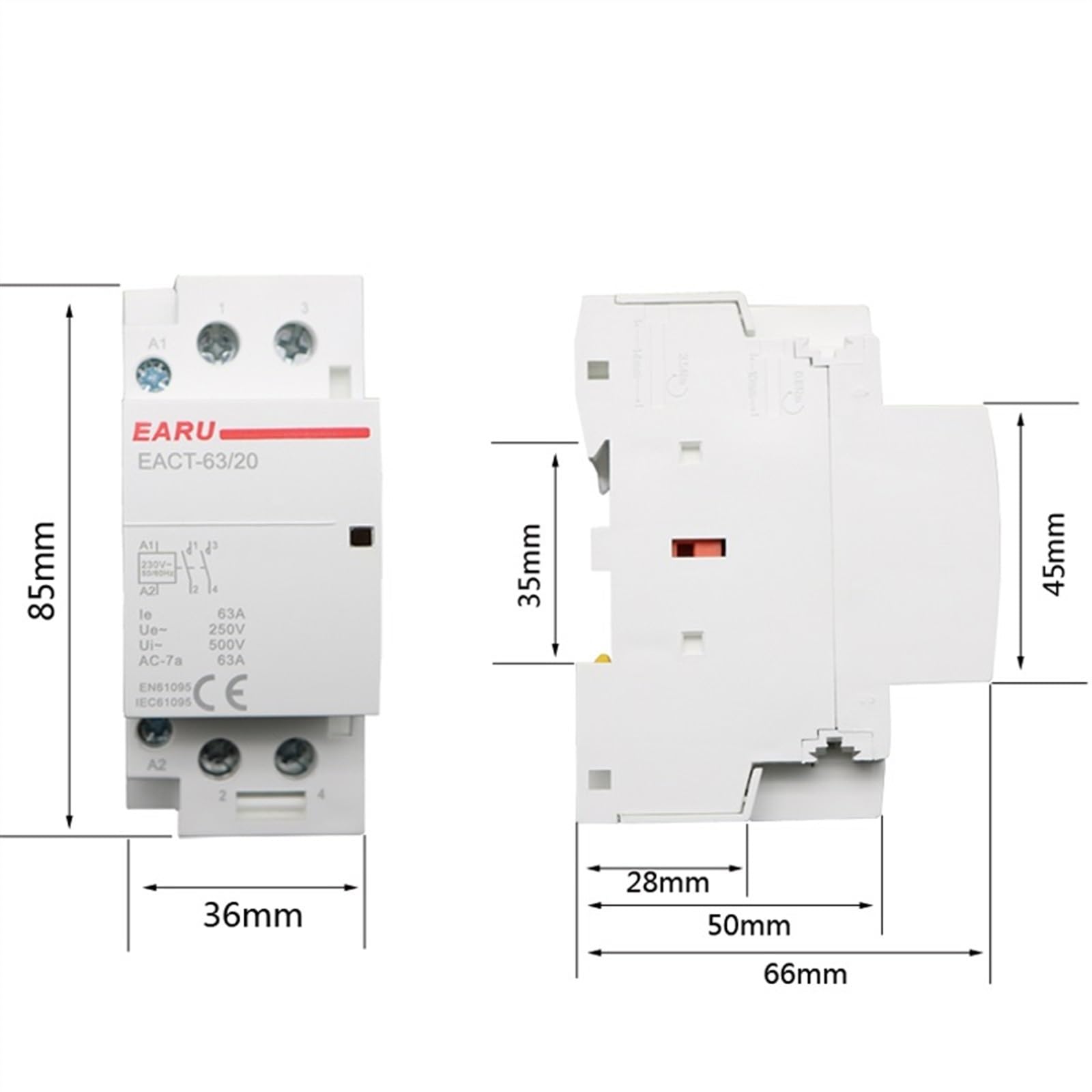 Stycznik modułowy domowy 2P 32-63 A AC 110 V 220 50/60 Hz do szyny DIN, kontrolera 2 NO, NC, 1 NO(25 V, 2NC-220V)