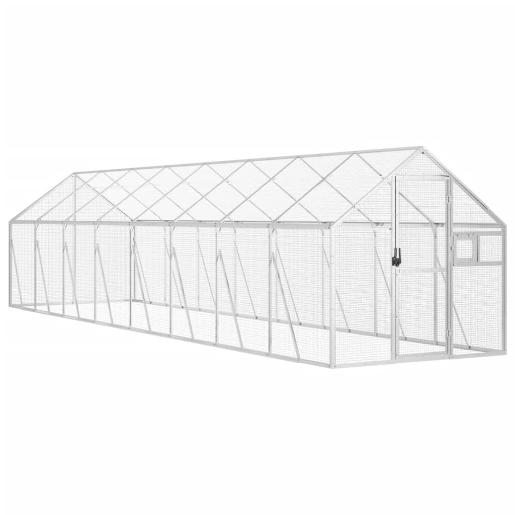 Voliere Silbern 1,79x8x1,85 m Aluminium,Tier- & Haustierbedarf,Haustierbedarf,Vogelbedarf,Vogelkäfige & -ständer,Silber,59.44 kg-3155799
