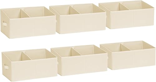 Miniatura 10 de DIMJ - Organizadores de estante grande para armario, cestas organizadoras trapezoidales de tela plegables con asas y divisor, cajas de Gris plateado