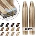 Produktbild Tape extensions echthaar 55cm Remy Echthaar Haarverlängerung 40 Tressen 100g #12/613 Hellbraun/Hell-Lichtblond