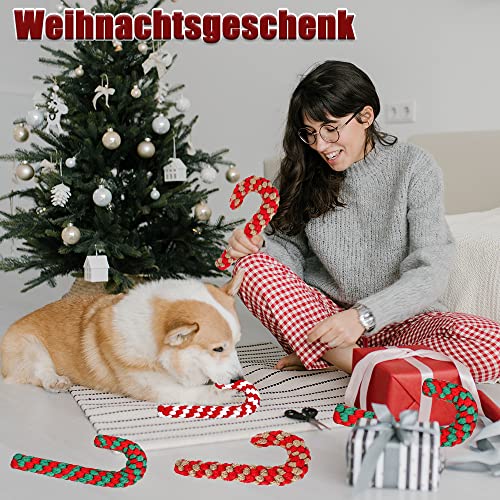 ZDQC 3 Stück Hundespielzeug Zuckerstange - Kauspielzeug, Seil Aus Baumwolle, Weihnachts-Hundespielzeug