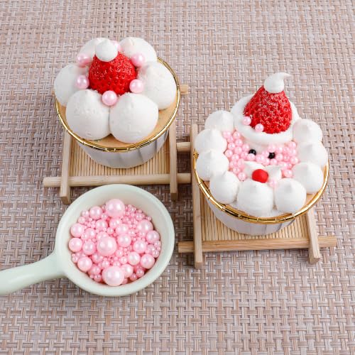 Image of Light Pink Pearl Sprinkles for Cake Decorating, 4 Sizes Sugar 130g /4.6oz, Cupcake, Ice Cream, Donuts, Macaron Toppings Supplies (2mm, 4mm, 7mm, 1cm)