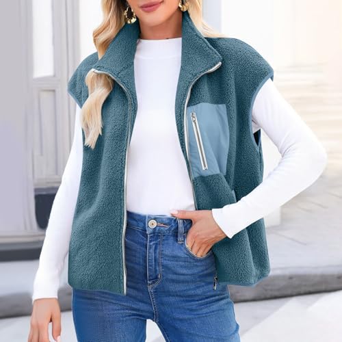 Womens Fleece Jacket Vest Sleeveless Zip Up Fuzzy Sherpa Jackets Warm Fall Winter Vests Casual Outwear Coats 20252
