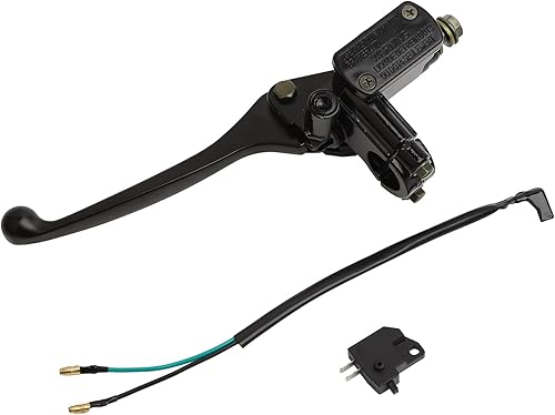 Miniatura 2 de mokuo Conjunto de cilindro maestro de freno de motocicleta del lado izquierdo con palanca de freno, agujero de espejo de 0.315 in, manillar de 78