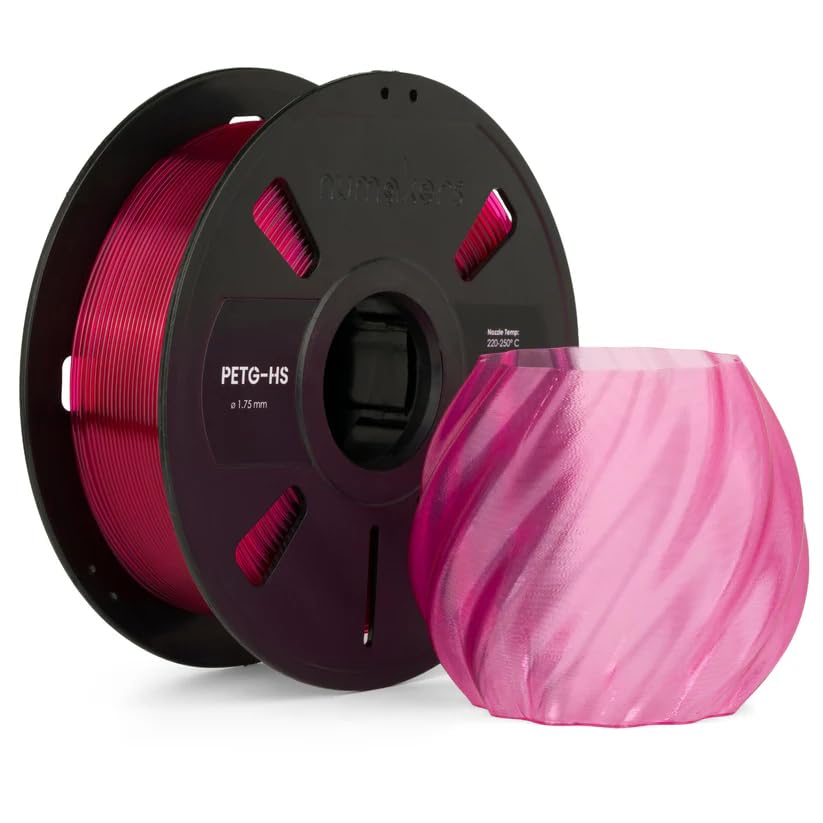 Image of Numakers PETG Translucent 3D Printer Filament Semi-Clear Glossy Finish 1.75mm 1 Kg Spool Strong Layer Adhesion Low Warp High Durability (Hot Pink)
