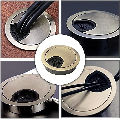 4 Pcs Bronze Computer Grommet Metal Cable Grommet Computer Desk Cable Hole Cover for Desks Office Worktops