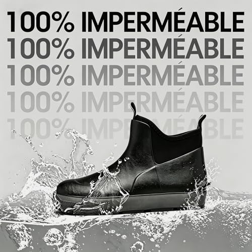GemChve Bottes Caoutchouc Homme,Bottes de Pluie Femme,Bottes de pont ImperméAbles à L'eau AntidéRapantes Bottes Jardin Élégant Pêche​et Confortable LumièRe Doux Black46EU – vue 3