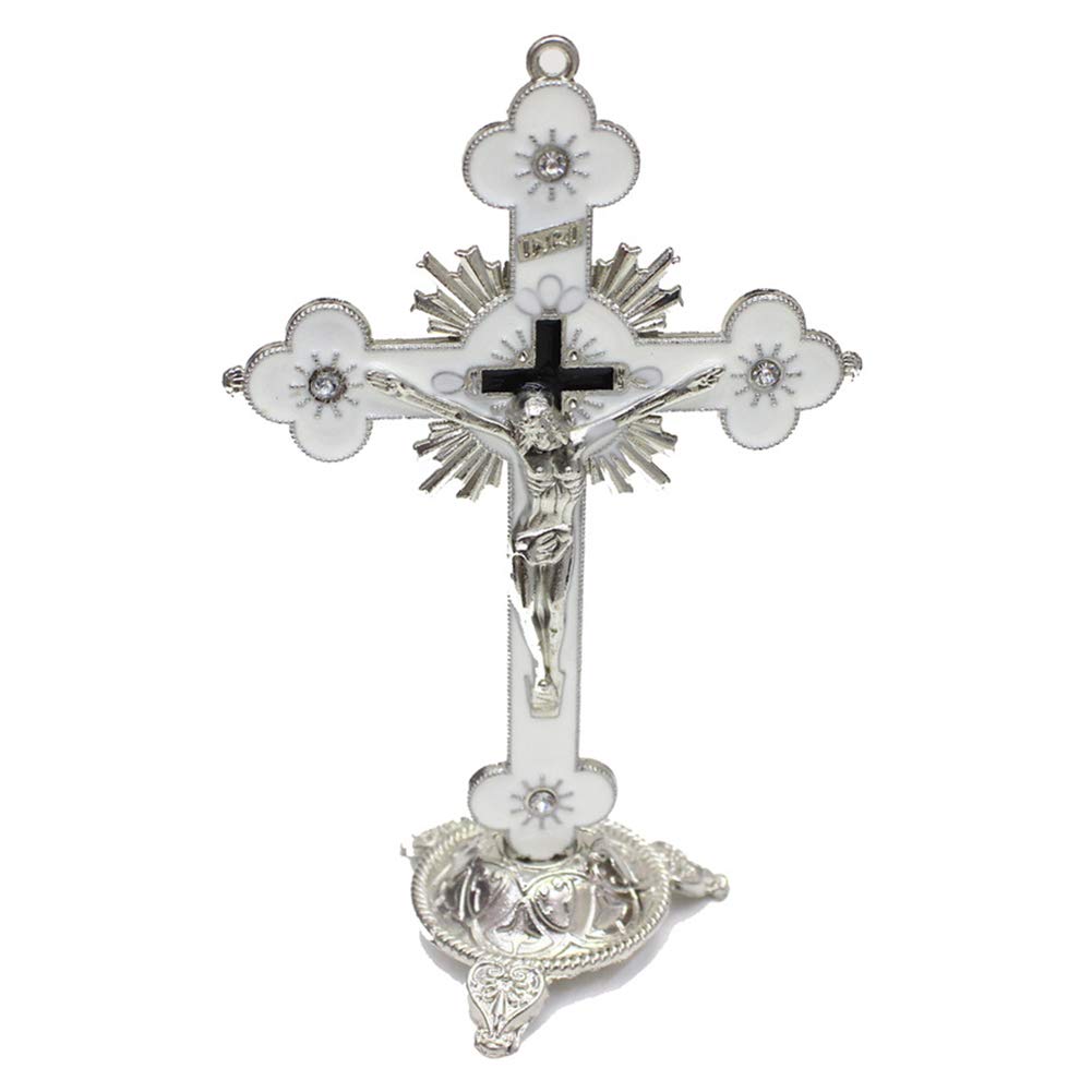 Ayrsjcl Men's White Cross Statue Figurine Jesus Statue Religious Items Catholic Religious Figurines And Statues Gifts For Wo