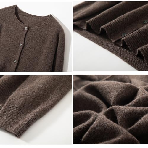 Image of Women's 100% Merino Wool Crew Neck Cardigan Lightweight Sweaters