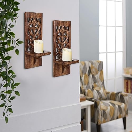 Burntwoodwallsconcessetof2wallmountedpillarcandleholdersforchristmasdecorationrusticwoodenscones16inchwalldecorforlivingroombedroom  Urban Country Home Decor Burnt wood wall sconces set of 2 wall mounted pillar candle holders for christmas decoration rustic wooden scones 16 inch wall decor for living room bedroom  urban country home decor