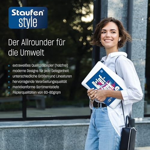 Staufen Style Briefblock - 5 Blöcke je 50 Blatt Briefpapier, DIN A5, 70 g/m², blanko, geleimt