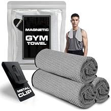 STICKIT Magnetic Sports Towel, Grey | Top-Tier Microfiber Towel with Deep Waffle Pockets | Powerful Magnet for Strong Hold | Super Absorbent and Quick Dry Towel