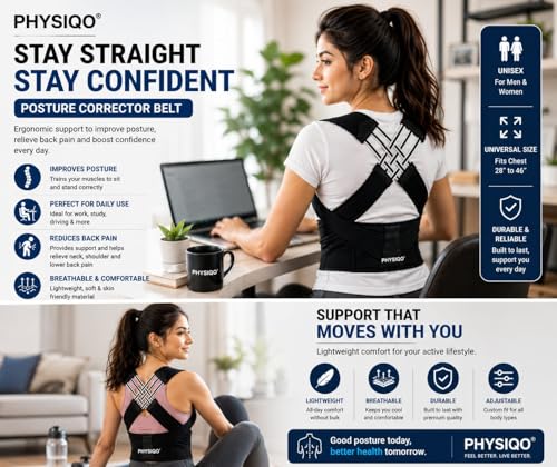 Image of Neoprene X-Cross Posture Corrector Belt Universal Size Shoulder & Back Support Belt | Back Straightener Brace For Spine & Body Posture Correction | Clavicle Support For Unisex | Universal Size