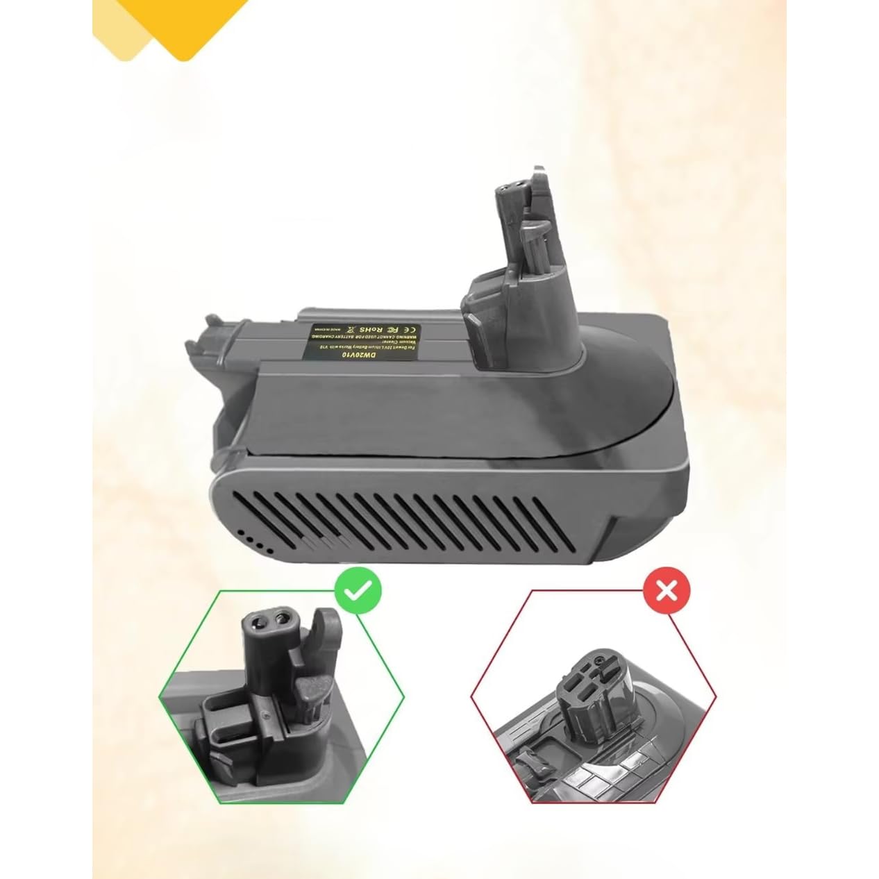 Rosfix Adapter do akumulatora Dewalt 18/20/60 V powyżej 4 Ah | kompatybilny z Dyson V10 Cyclone/Animal/Absolute/Fluffy | Wytrzymały materiał ABS | Adapter akumulatora