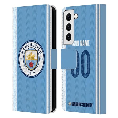 Coque Samsung S22 5G Manchester City FC étui portefeuille en cuir avec fentes pour cartes