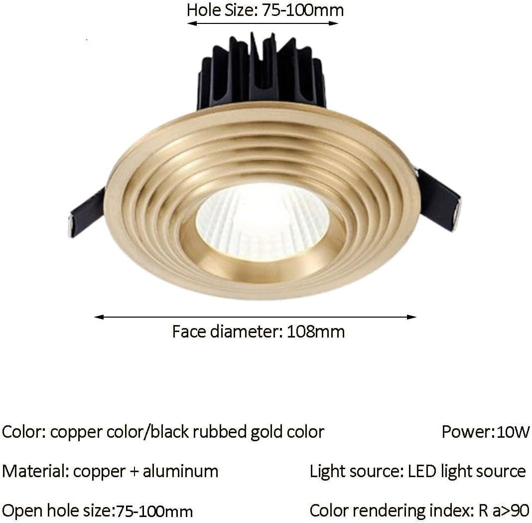Downlight LED empotrable de latón para Techo, latón, latón,Brass