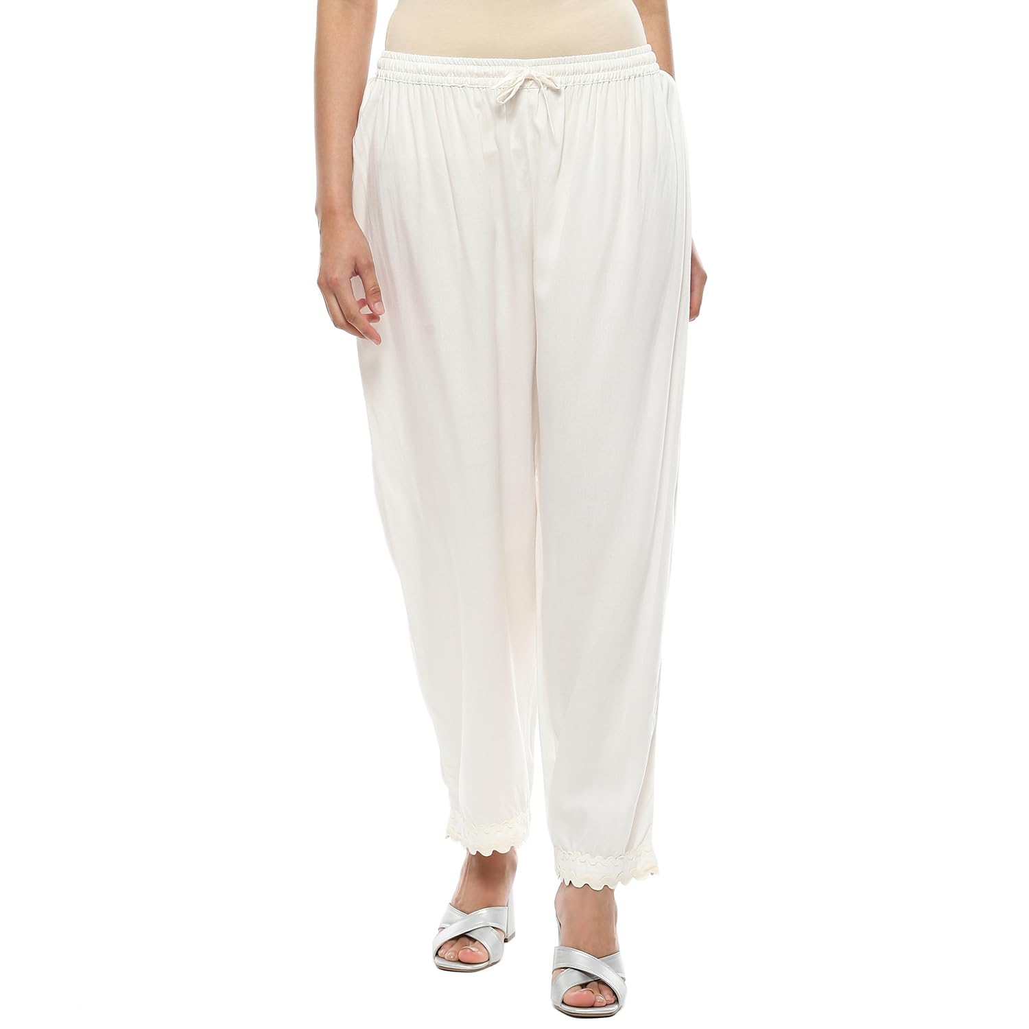 rangriti White Viscose Solid Straight Fit Palazzo for Women-picture-31
