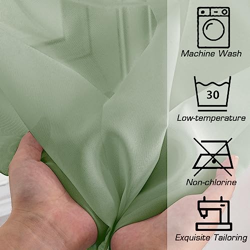 Image of Simplebrand Sheer Curtains 72 Inches Long 2 Panels for Living Room, Dual Rod Pockets Airy Window Treatments Voile Curtains Sheer Panels Lightweight for Front Back Patio Glass Door, Sage, 42 inch Width