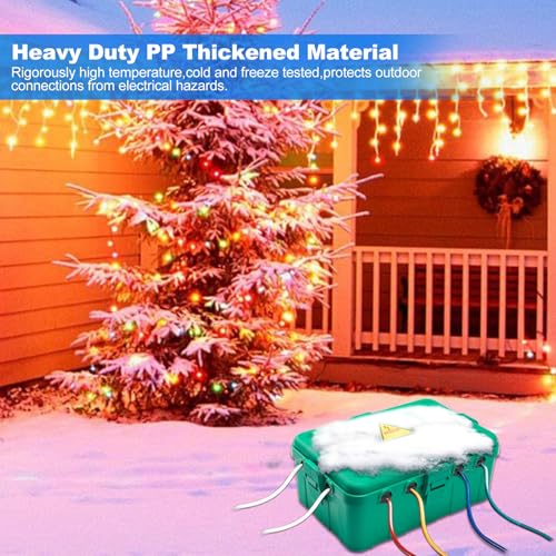 Image of Hrensaw Large Outdoor Electrical Box(12.5x8.5x5inch),IP54 Waterproof Outdoor Outlet Covers,Weatherproof Extension Cord Covers Protect Outlet,Plug,Timer,Power Strip,Holiday Light,Green