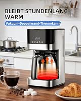 KEINVE Filterkaffeemaschine mit Thermokaraffe, Edelstahl Kaffeemaschine mit timer, 24H programmierbar, LED Display, Warmhalteplatte, Abschaltautomatik, Tropfstopp, 900W, 10 Tassen, 1 Liter – Ansicht 5