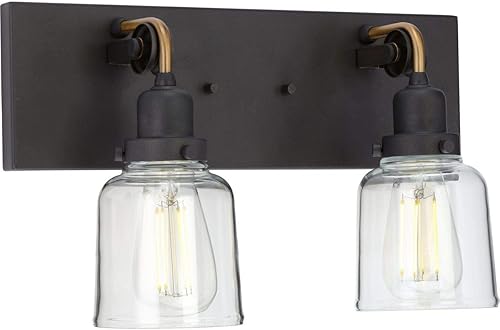 Miniatura 1 de Progress Lighting Rushton Collection - Lámpara de tocador de baño de cristal transparente con 2 luces, color grafito