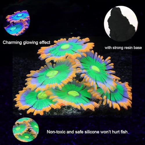 Image of ZtohPyo Glowing Effect Soft Anemone Aquarium Fish Tank Decorations Silicone Glow in The Dark Artificial Ornament Plants for Aquarium Landscape Small /Large Fish Bowl Decor Accessories