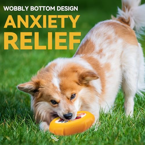 Image of Dog Lick Bowl, Bestalk Wobbly Freeze Bowl Enrichment Feeder for Dogs, Anxiety Relief Lick Mat Puzzle Toy for Distraction, BPA Free Silicone, Dishwasher Safe(Orange,S)