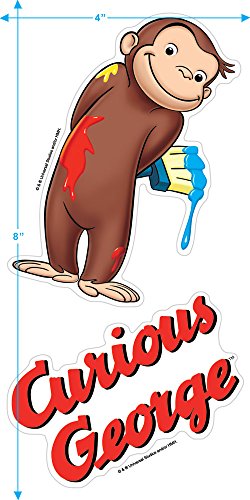 Popfunk Curious George Stitched Face Juvenile T Shirt & Stickers (Youth 7) Navy #TOP2