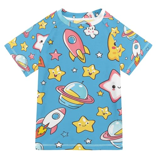 Planet Blue Boy Bathing Suit Short Sleeves Athletic Tops Swimwear Beach Tops 3T